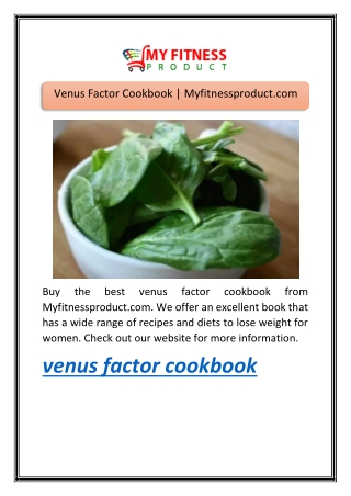 Venus Factor Cookbook | Myfitnessproduct.com