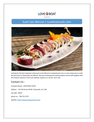 Sushi San Marcos | Loveboatsushi.com