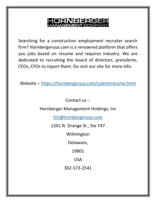 Construction Executive Resumes | Hornbergerusa.com