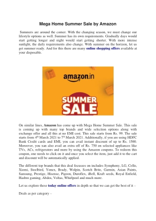 Mega Home Summer Sale by Amazon