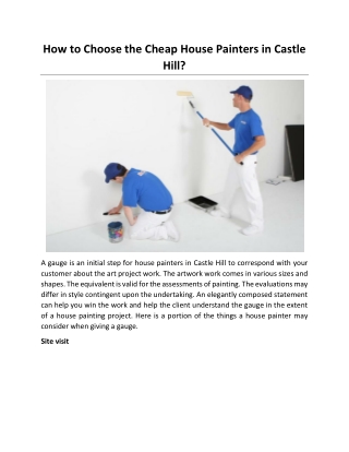 How to Choose the Cheap House Painters in Castle Hill?