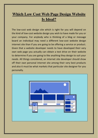 Which Low Cost Web Page Design Website Is Ideal?