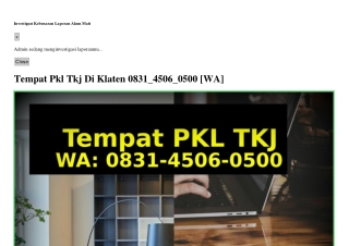 Tempat Pkl Tkj Di Klaten O831·45O6·O5OO(whatsApp)