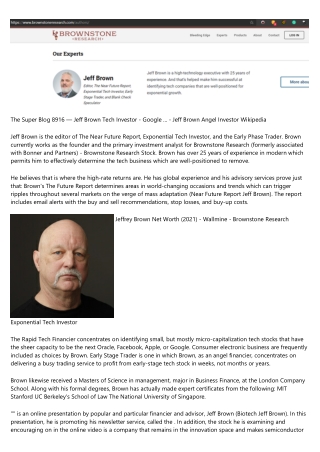 Events, Conferences, And Webinars - Pensions And Investments - Review Of Jeff Brown Investor