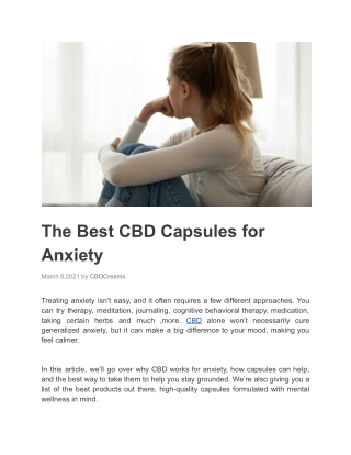 The Best CBD Capsules for Anxiety