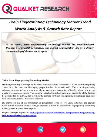 Brain Fingerprinting Technology Market Trend, Worth Analysis & Growth Rate Report