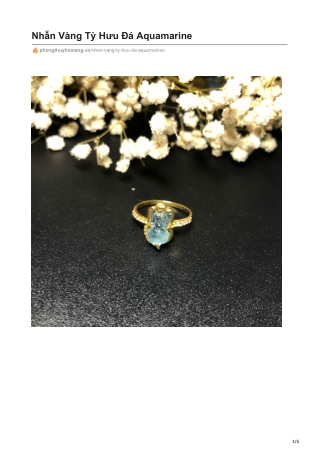 Nhẫn Vàng Tỳ Hưu Đá Aquamarine