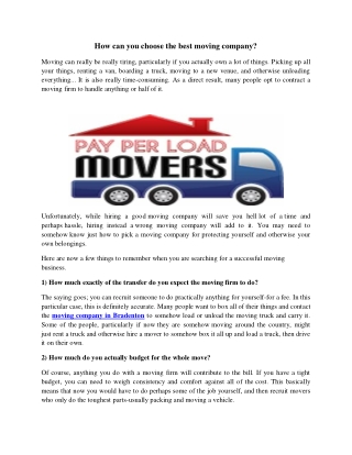 How can you choose the best moving company?