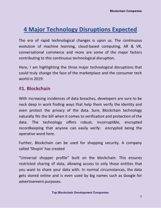 4 Major Technology Disruptions Expected