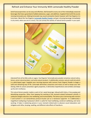 Refresh and Enhance Your Immunity With Lemonade Healthy Powder