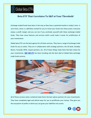 Beta ETF That Correlates To S&P at Your Threshold