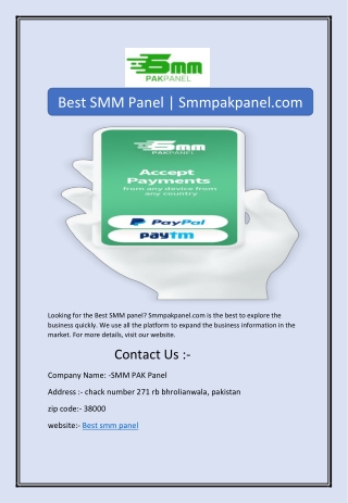 Best SMM Panel | Smmpakpanel.com