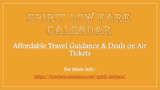 Affordable Travel Guidance & Tickets Deals with Spirit Low Fare Calendar