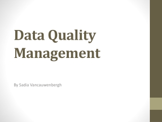 Data Quality Management