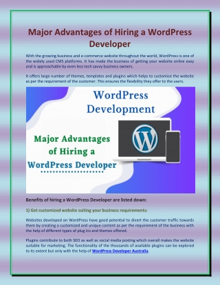 Major Advantages of Hiring a WordPress Developer