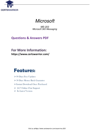 MS-203 Passing Guarantee with Exam Dumps Material 2020