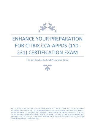 Enhance Your Preparation for Citrix CCA-AppDS (1Y0-231) Certification Exam