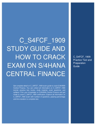 C_S4FCF_1909 Study Guide and How to Crack Exam on S/4HANA Central Finance