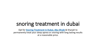 Snoring Treatment in Dubai