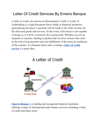 Letter Of Credit Services By Emerio Banque