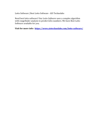 Lotto Software | Best Lotto Software - AIS Technolabs