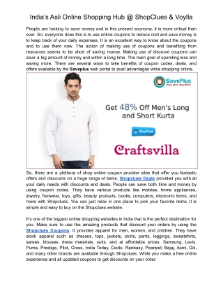 India’s Asli Online Shopping Hub @ ShopClues & Voylla