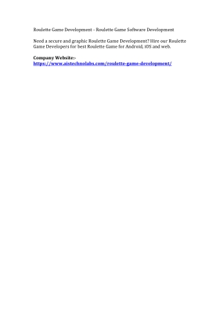 Roulette Game Development - Roulette Game Software Development