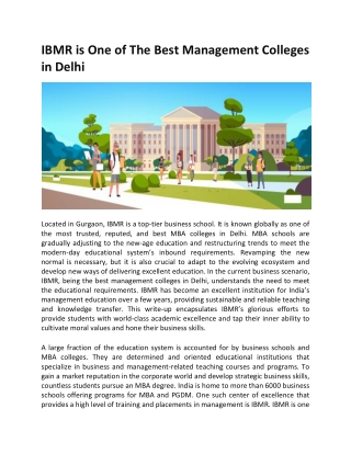 IBMR is One of the Best Management Colleges in Delhi