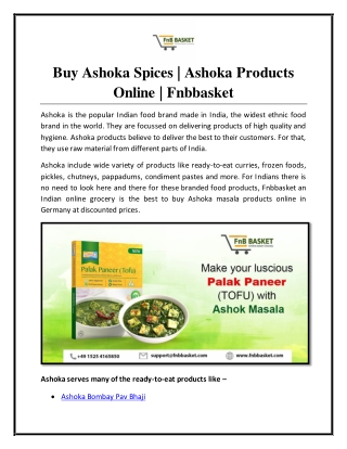 Buy Ashoka Spices | Ashoka Products Online | Fnbbasket