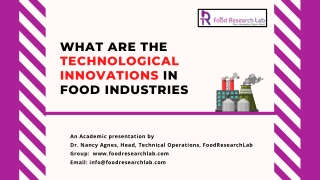 What are the technological innovations in food industries? FoodResearchLab