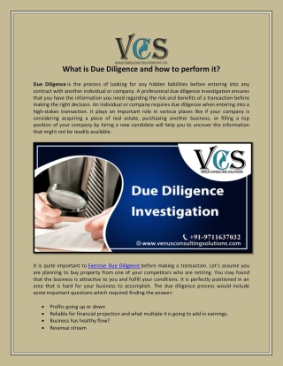 What is Due Diligence and how to perform it?