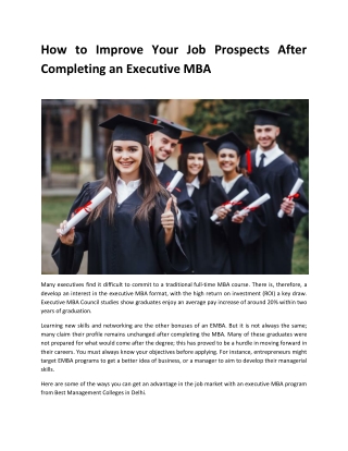 How to Improve Your Job Prospects After Completing an Executive MBA