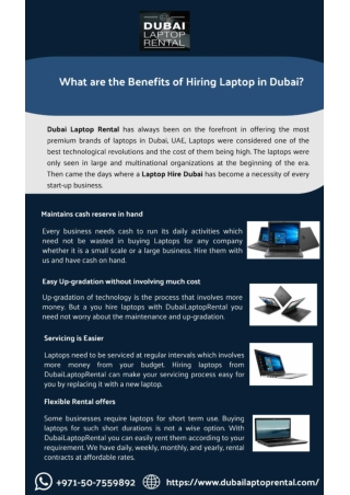What are the Benefits of Hiring Laptop in Dubai?
