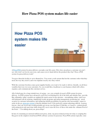 How Pizza POS system makes life easier