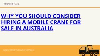 WHY YOU SHOULD CONSIDER HIRING MOBILE CRANE FOR SALE IN AUSTRALIA