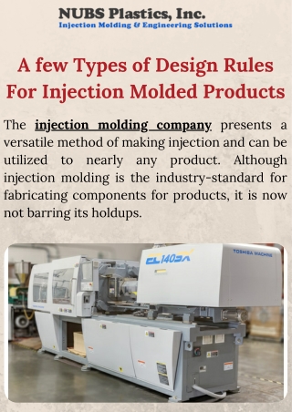 A few Types of Design Rules For Injection Molded Products