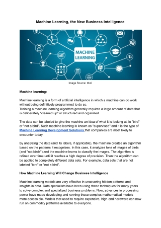 Machine learning the new business intelligence