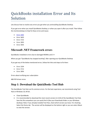 QuickBooks installation Error and Its Solution