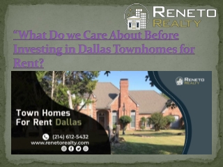 Townhomes for rent in Dallas