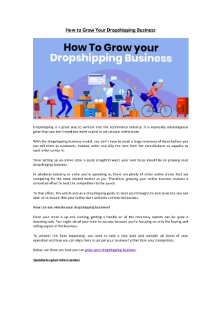 How to Grow Your Dropshipping Business