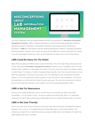 Misconceptions About Lab Information Management System