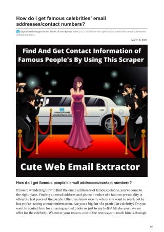 How do I get famous people's email addresses/contact numbers?