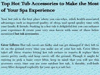 Top Hot Tub Accessories to Make the Most of Your Spa Experience