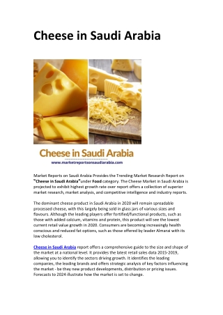 Saudi Arabia Cheese Market Opportunity and Forecast 2024