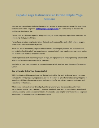 Capable Yoga Instructors Can Curate Helpful Yoga Sessions