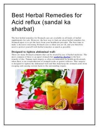 Best Herbal Remedies for Acid reflux (sandal ka sharbat)