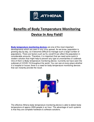 Benefits Of Body Temperature Monitoring Device In Any Field!