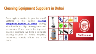 Cleaning Equipment Suppliers in Dubai