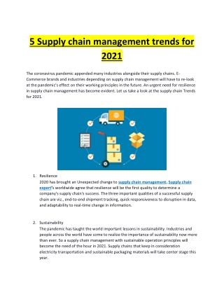 5 Supply chain management trends for 2021