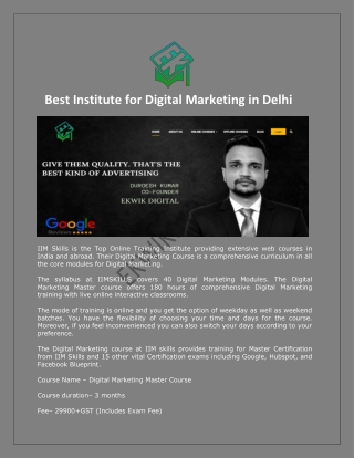 Best institute for digital marketing Course in Delhi